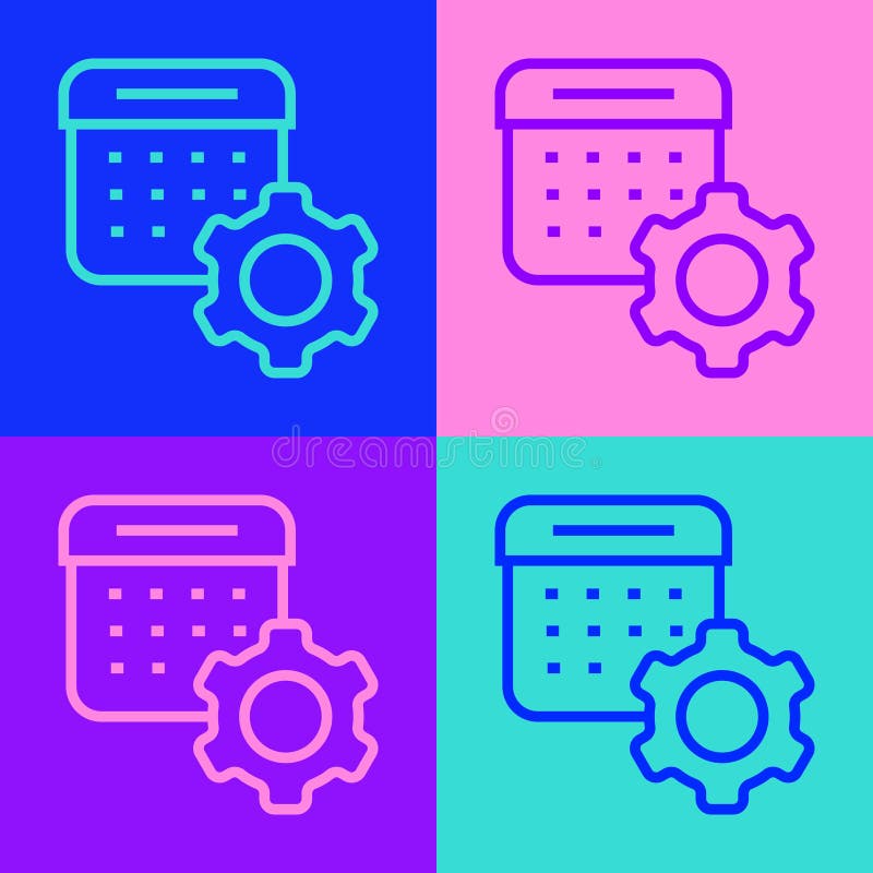 Pictograma Setări de calendar linie pop grafic este izolată pe fundalul de culoare. setări dată. vector royalty free illustration