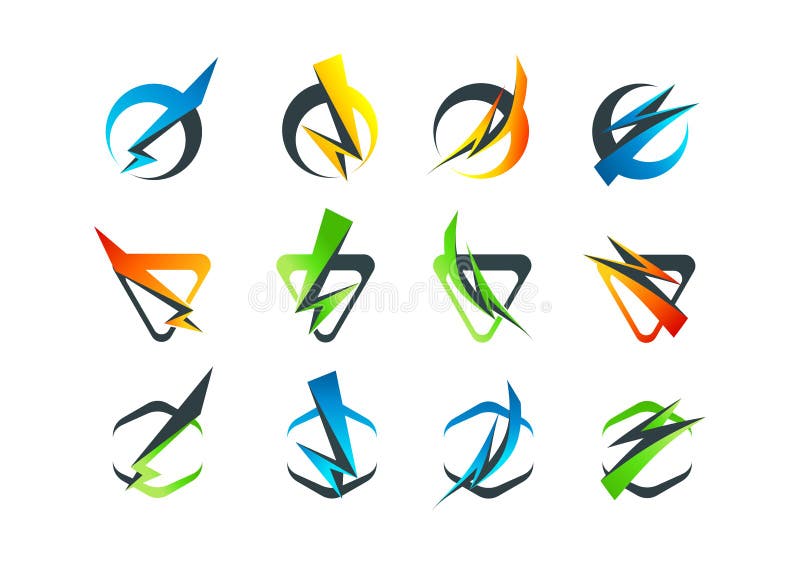 Pictograma simbol flash pentru sigla firmei corporatiste și design concept pentru thunderbolt royalty free illustration