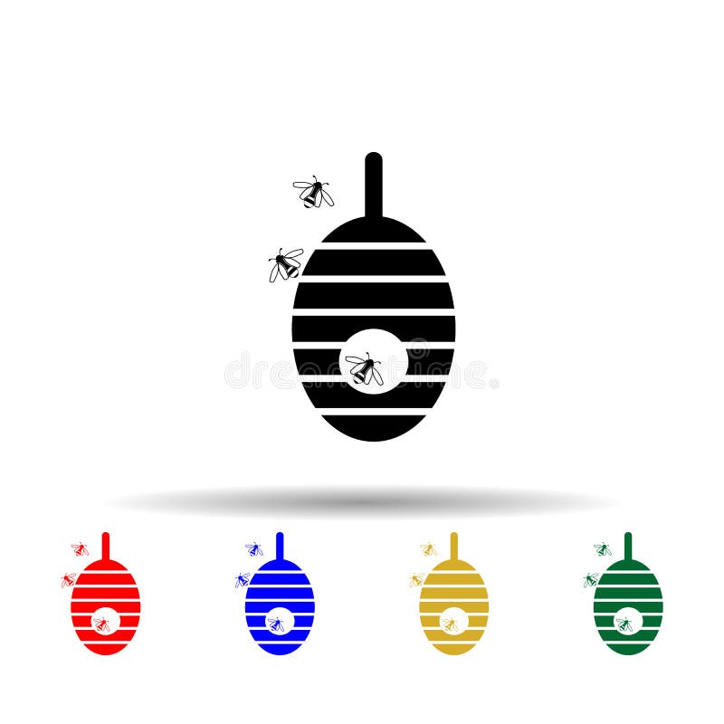 Pictograma stilului multicolor Beehive. vector simplu glif plat al pictogramelor apicultorului pentru site-ul Web ui și Ux sau pen stock illustration