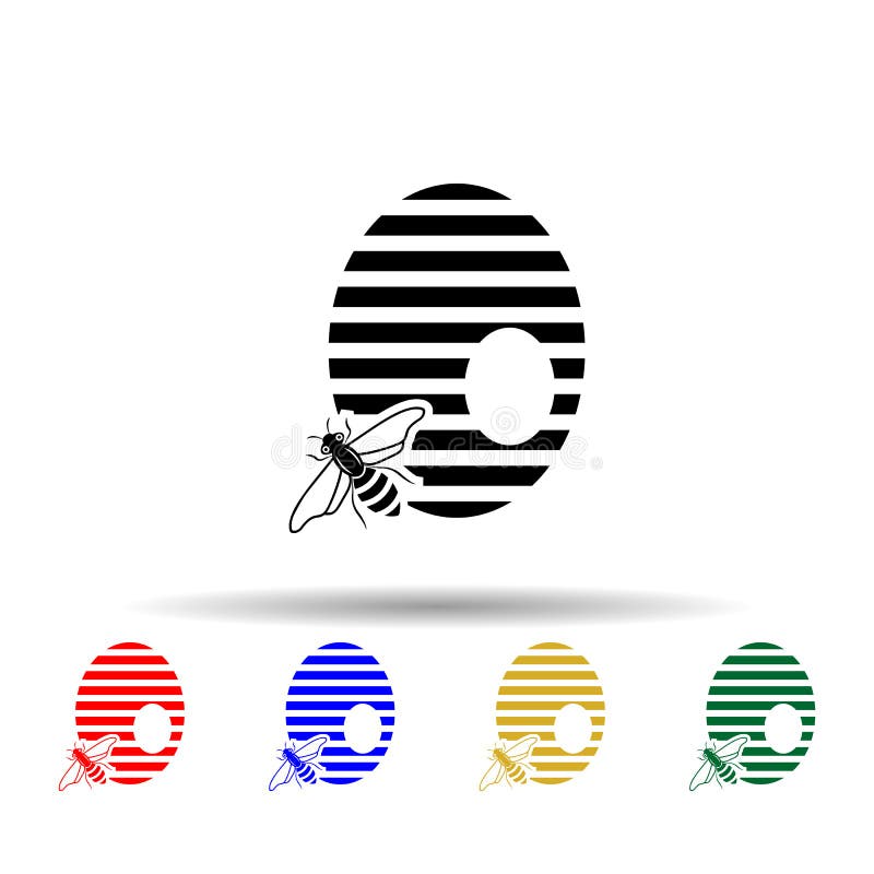 Pictograma stilului multicolor Beehive. vector simplu glif plat al pictogramelor apicultorului pentru site-ul Web ui și Ux sau pen stock illustration