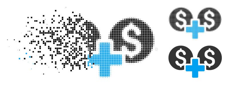 Pictograma Sumă financiară pe semiton pixelat deteriorat vector illustration