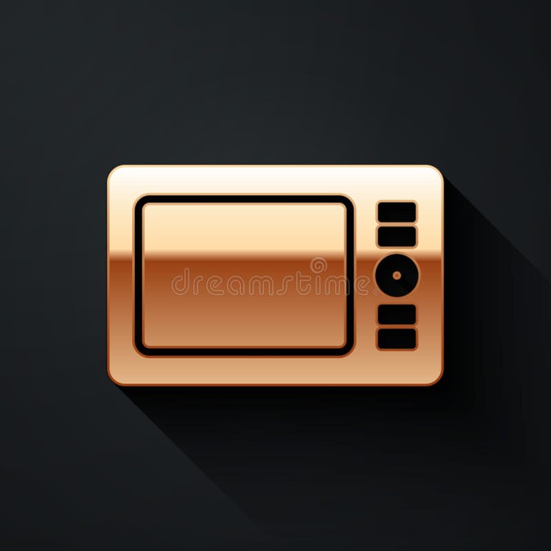 Pictograma Tabletă grafică de aur izolată pe fond negru. stil umbră lungă. vector. stock illustration