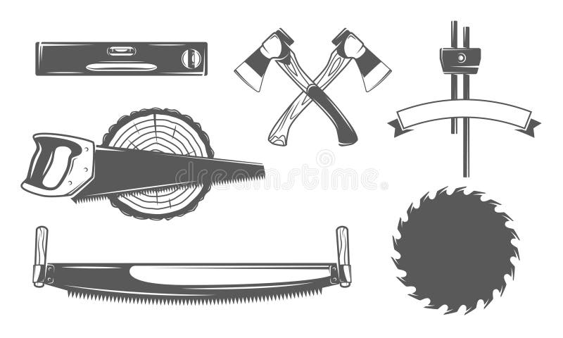 Pictograma Tâmplărie setată izolată pe fond alb vector illustration