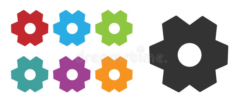 Pictograma Unealtă neagră izolată pe fond alb. semnul pentru configurarea treptelor de viteză. simbol cog. setați pictograme color stock illustration