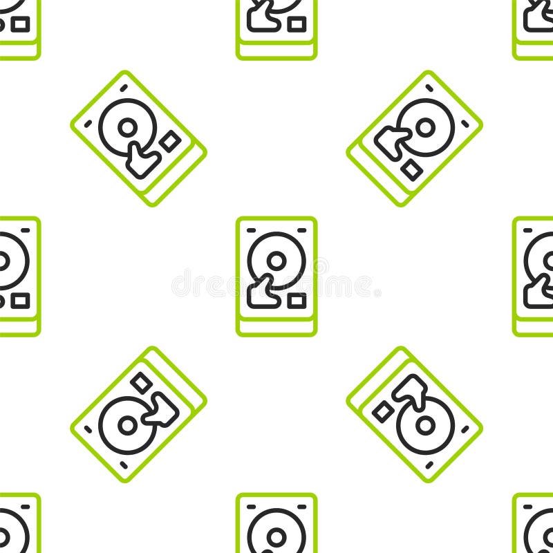 Pictograma unitate hard disk de linie cu model fără sudură, pe fundal alb. vector vector illustration