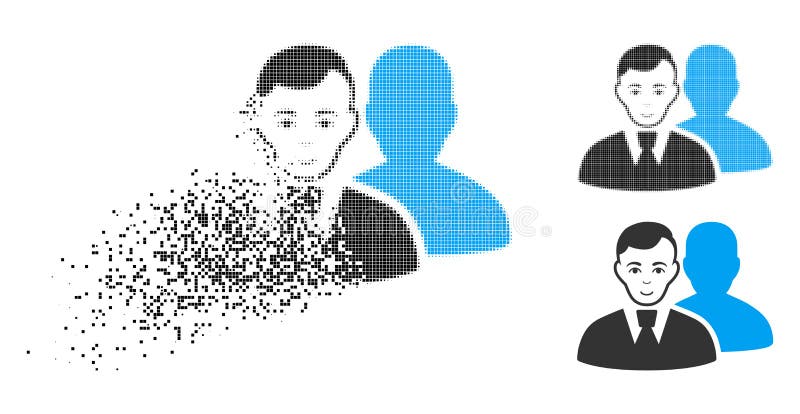Pictograma Utilizatori de semitonuri pixelați avariați cu fața vector illustration