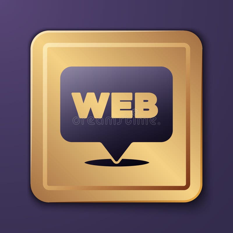 Pictograma Web și design grafic purpuriu, izolate pe fond violet. creație și dezvoltare. buton pătrat auriu. vector royalty free illustration