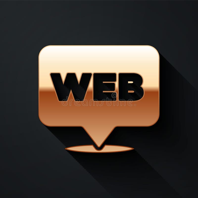 Pictograma Web și design grafic în aur, izolată pe fond negru. creație și dezvoltare. stil umbră lungă. vector royalty free illustration