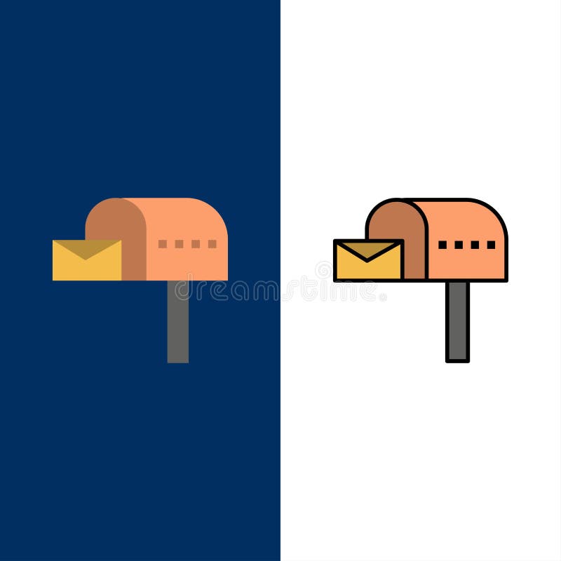 Pictograme casetă de e-mail pentru cutia poștală pentru caseta de e-mail. fundal albastru vectorial cu pictogramă umplută cu linie royalty free illustration