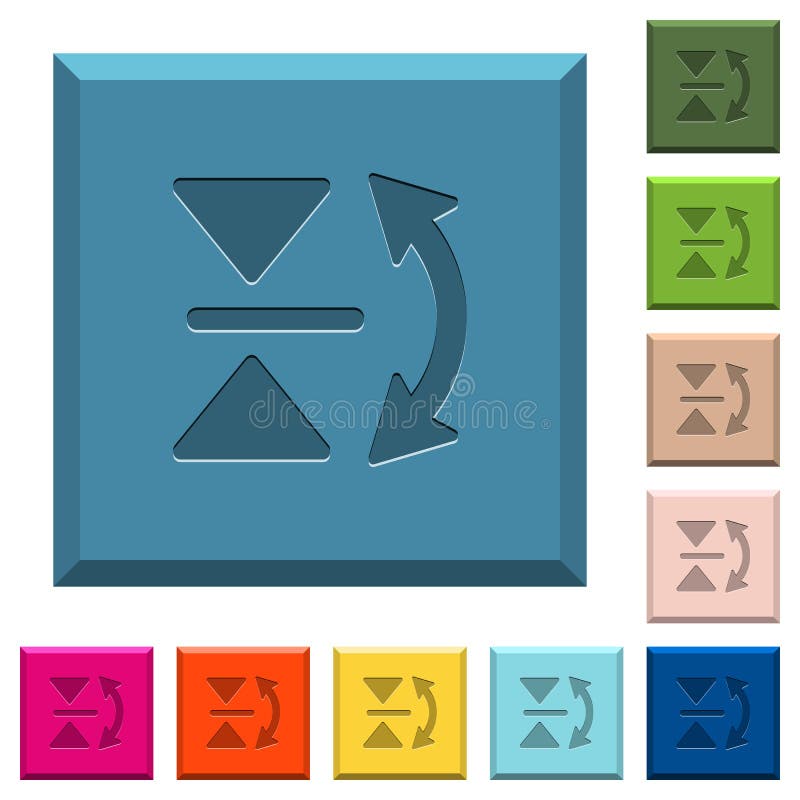 Pictograme cu basculare verticală gravate pe butoane cu formă pătrată stock illustration