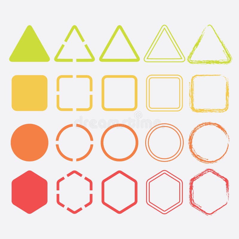 Pictograme de forme colorate în culori și design diferite vector illustration