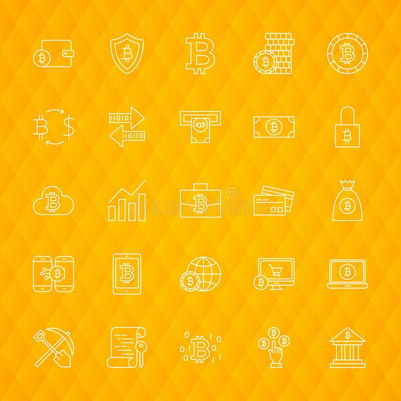 Pictograme linie bitcoin stock illustration