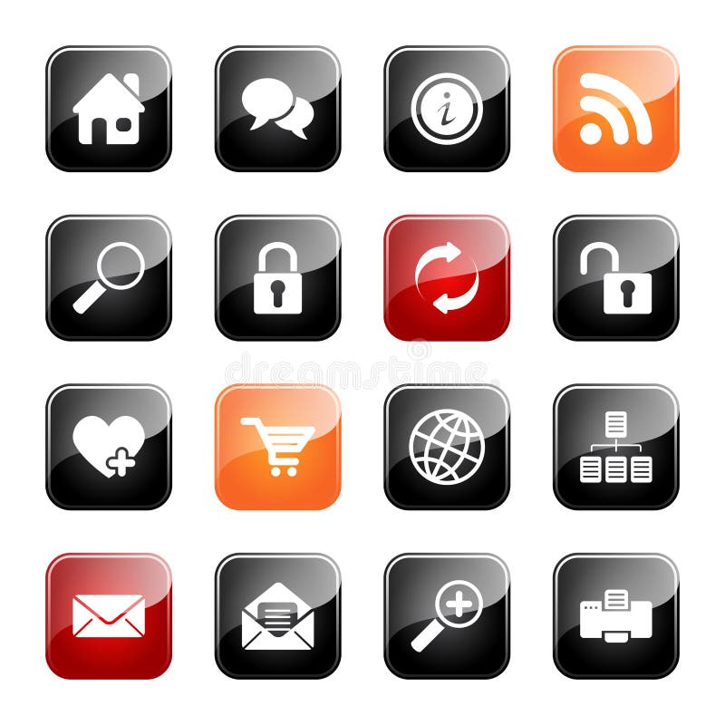 Pictograme web și internet seriale lucioase vector illustration