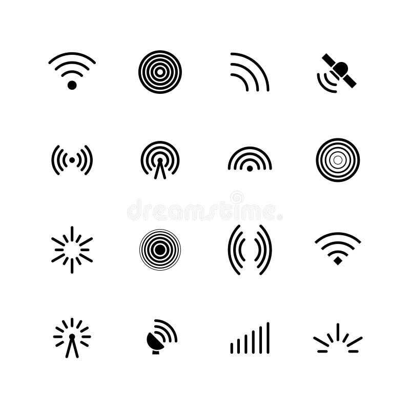 Pictograme wireless pentru semnale wireless și radio. semnale mobile de antenă și simboluri vectoriale de unde izolate royalty free illustration