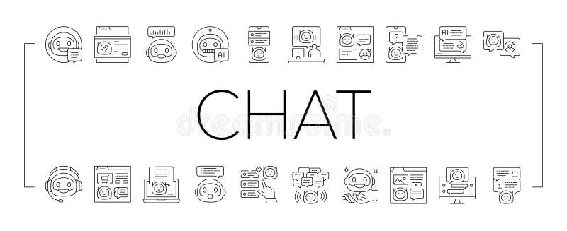 Pictogramele pentru serviciul robot chat robot online setează vectoriul stock illustration