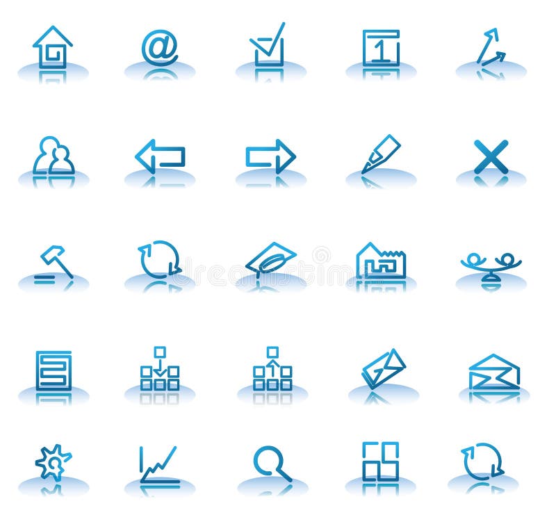 Set of blue icons for your web site isolated on a white background. Set of blue icons for your web site isolated on a white background