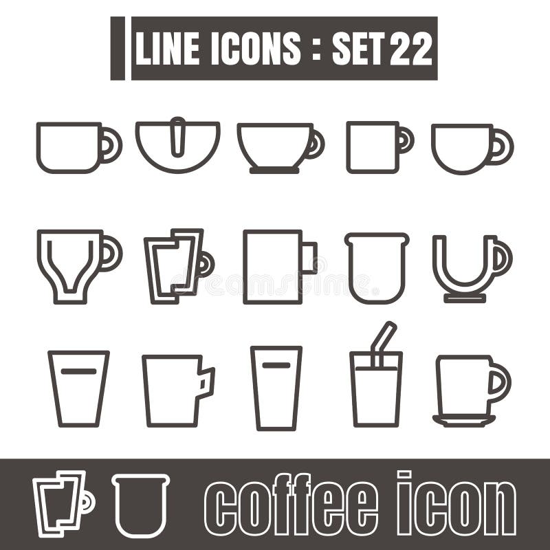 Pictogrammen geplaatst de lijn van de koffiekop de zwarte Moderne elementen van het Stijlontwerp vector illustratie Pictogrammen geplaatst de lijn van de koffiekop de zwarte Moderne elementen van het Stijlontwerp vector illustratie
