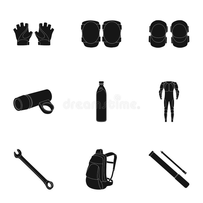 Pictogrammen van het Cirkelen, fiets Reeks voor fiets, rugzakbescherming, reparatie, vorm Het pictogram van de fietseruitrusting stock illustratie Pictogrammen van het Cirkelen, fiets Reeks voor fiets, rugzakbescherming, reparatie, vorm Het pictogram van de fietseruitrusting stock illustratie