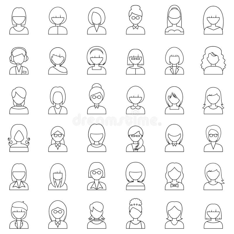 Pictogrammen van overzichts de vastgestelde mensen stock illustratie Pictogrammen van overzichts de vastgestelde mensen stock illustratie