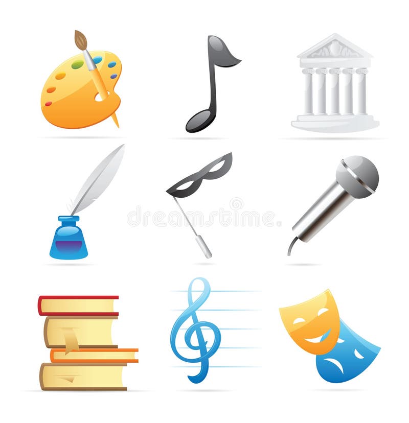 Icons for arts. Vector illustration. Icons for arts. Vector illustration.