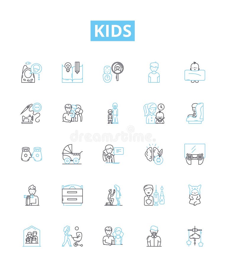 Kids vector line icons set. Children, Toddlers, Babies, Preschoolers, Juveniles, adolescents, Teenagers illustration outline concept signs and symbols. Kids vector line icons set. Children, Toddlers, Babies, Preschoolers, Juveniles, adolescents, Teenagers illustration outline concept signs and symbols