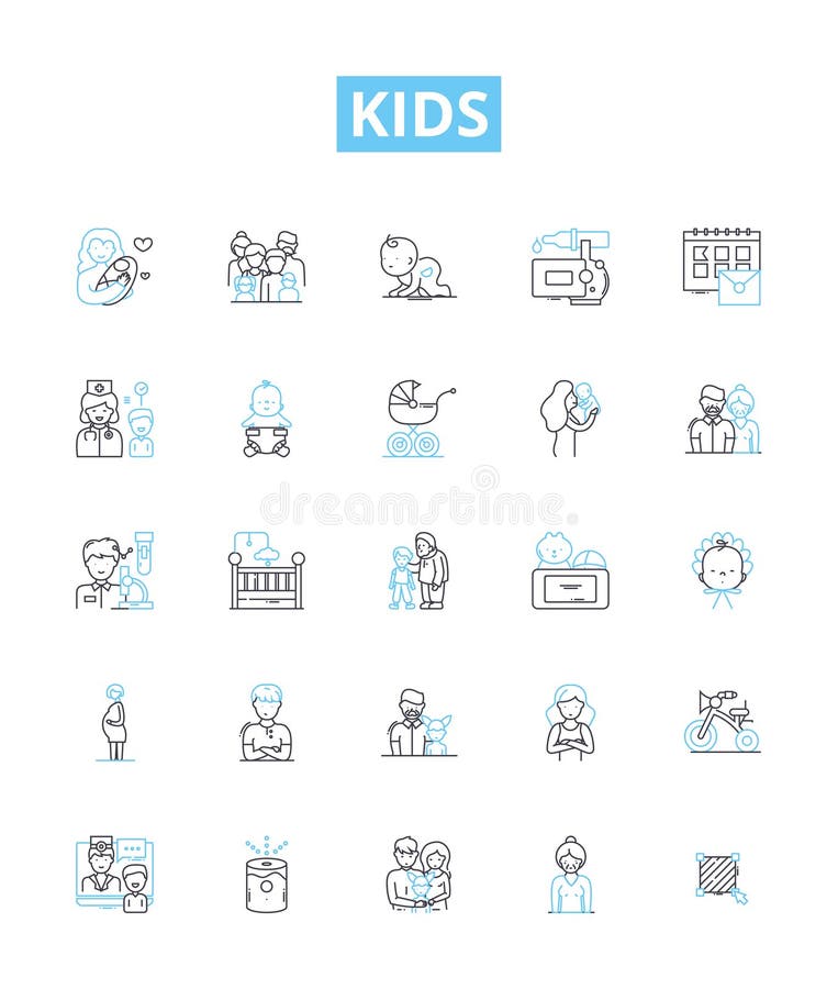 Kids vector line icons set. Children, Toddlers, Babies, Preschoolers, Juveniles, adolescents, Teenagers illustration outline concept signs and symbols. Kids vector line icons set. Children, Toddlers, Babies, Preschoolers, Juveniles, adolescents, Teenagers illustration outline concept signs and symbols