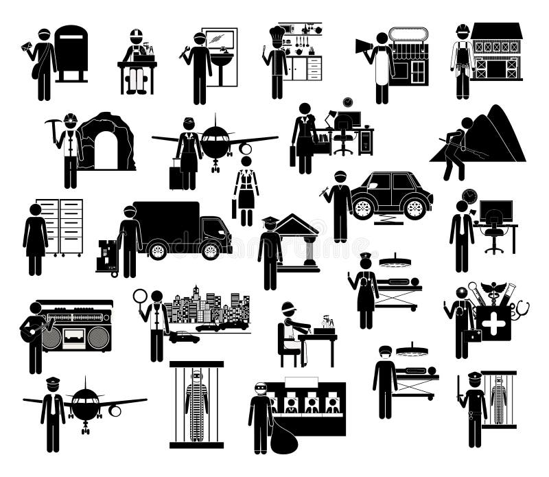 Pictogramreeks werkende mensen stock illustratie Pictogramreeks werkende mensen stock illustratie