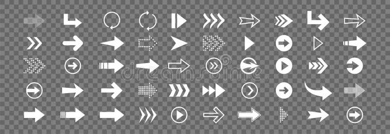 Pictogramă albă săgeată setată în plat. buton linie cursor. ilustrare vectorială pentru Web pe un fundal transparent vector illustration