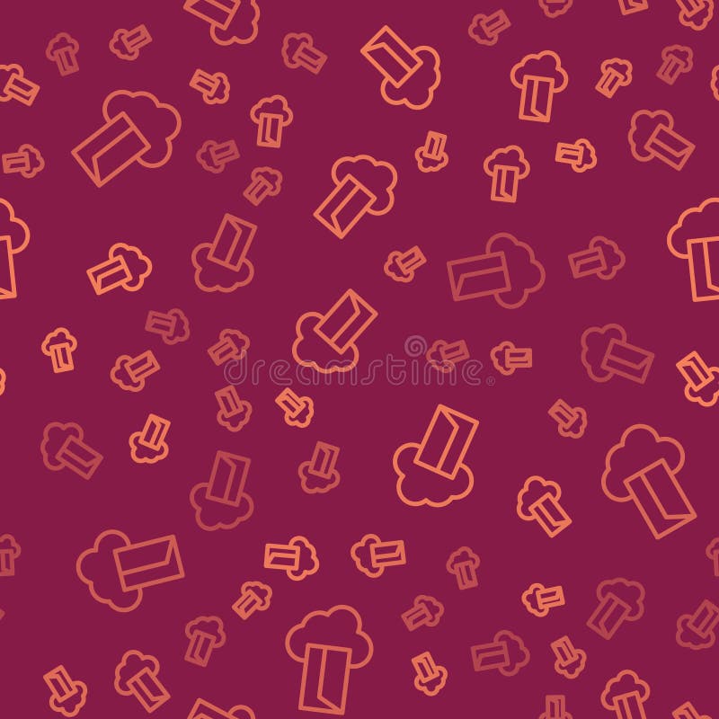 Pictogramă bază de date de tip cloud pentru linii maro, tipar fără sudură pe fond roșu. concept cloud computing. serviciu digital stock illustration