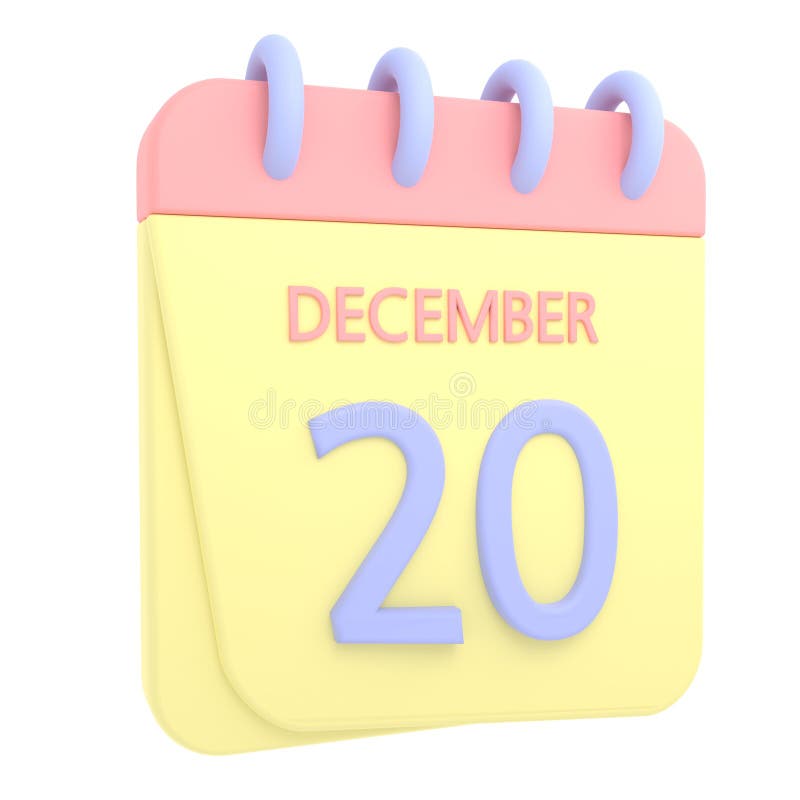 Pictogramă calendar 3d din 20 decembrie royalty free illustration