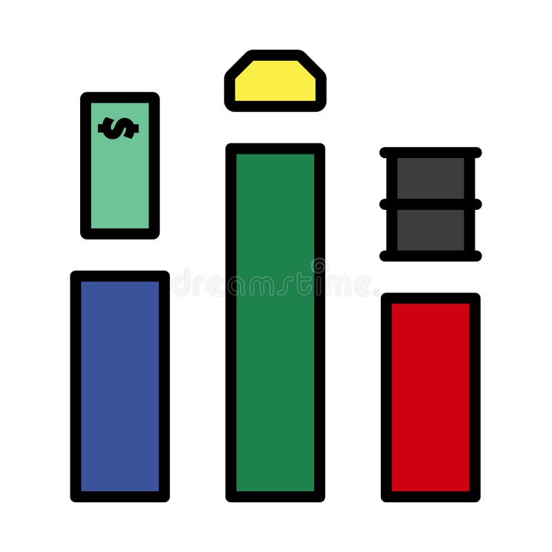 Pictogramă concept dolar petrol și aur stock illustration