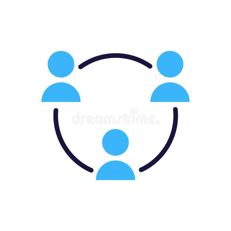 Pictogramă de rețea cu trei persoane conectate într-un simbol circular de ilustrare a modelului vectorial pentru munca în echipă ș royalty free illustration
