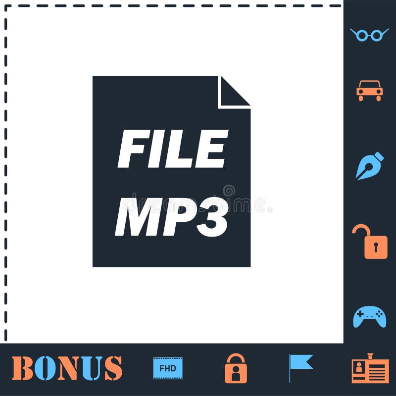 Pictogramă fișier audio plat stock illustration