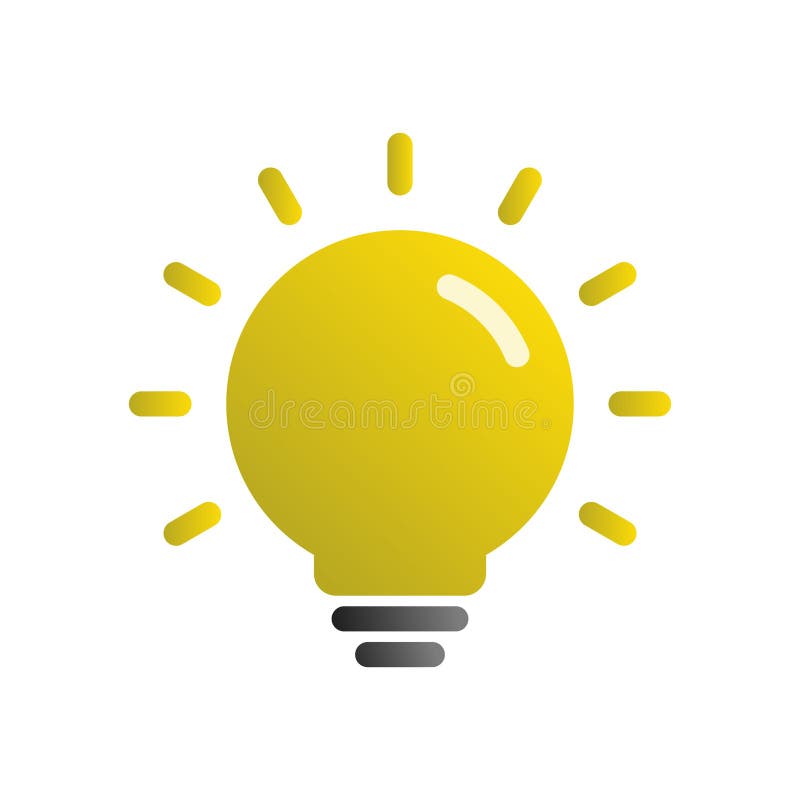 Pictogramă gradient bec. simbol indicator de vizualizare a imaginii cu lumină galbenă vector illustration