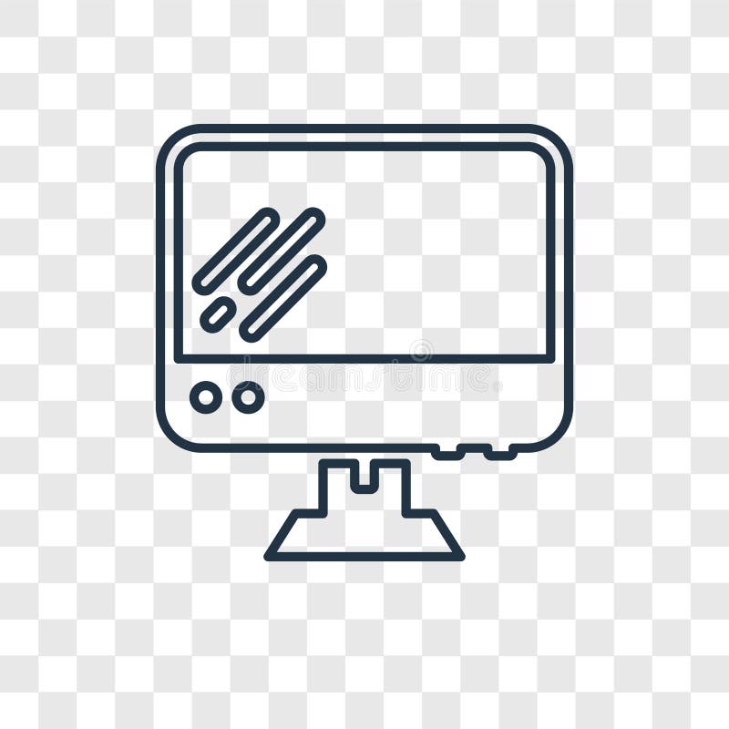 Pictogramă liniară a conceptului de calculator personal izolată pe fundal transparent sigla transparenței conceptului de computer stock illustration