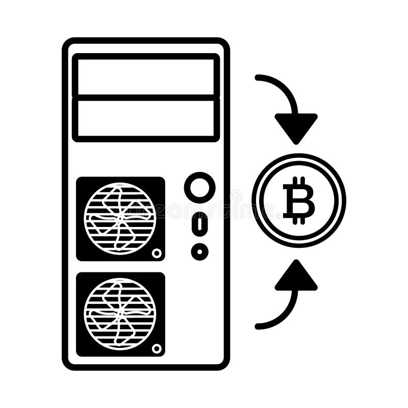 Pictogramă linie bitcoin calculator. ilustrație vectorială izolată pe alb. design de stil schiță proiectat pentru Web și aplicație royalty free illustration