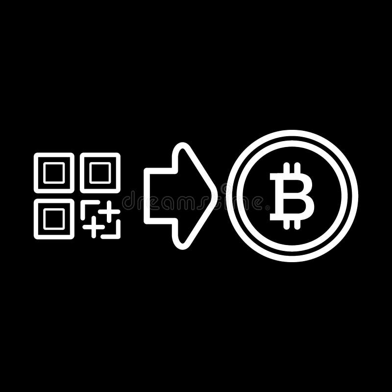 Pictogramă linie bitcoin cod qr. ilustrație vectorială izolată pe negru. design de stil schiță proiectat pentru web. eps 10. royalty free illustration