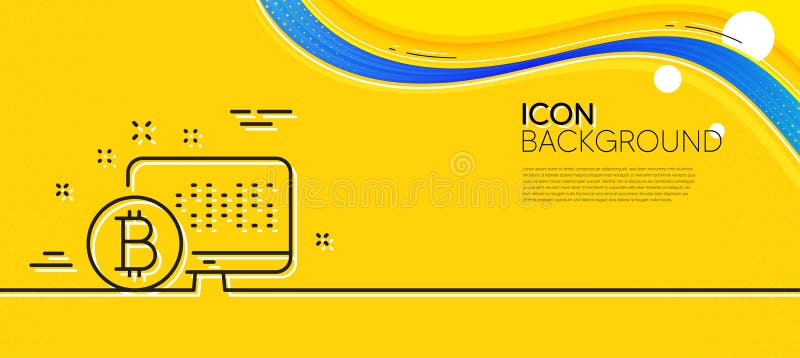Pictogramă linie bitcoin. indicator de criptare. banner galben linie minimă. vector stock illustration