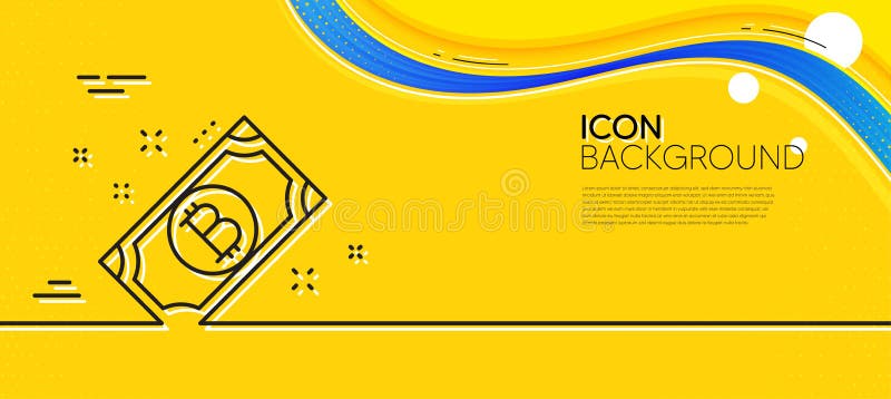 Pictogramă linie bitcoin. indicator de numerar pentru criptare. banner galben linie minimă. vector stock illustration