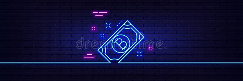 Pictogramă linie bitcoin. indicator de numerar pentru criptare. efectul de strălucire luminoasă neactivată. vector vector illustration