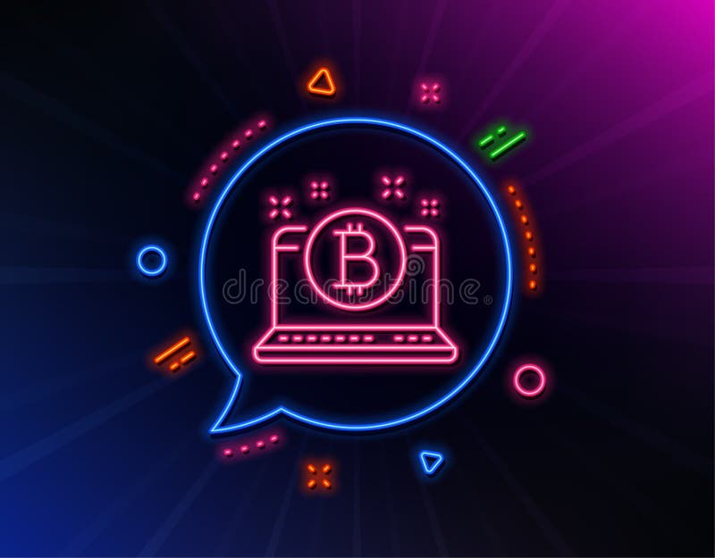Pictogramă linie bitcoin. simbol monedă criptomonedă. simbol laptop. vector royalty free illustration
