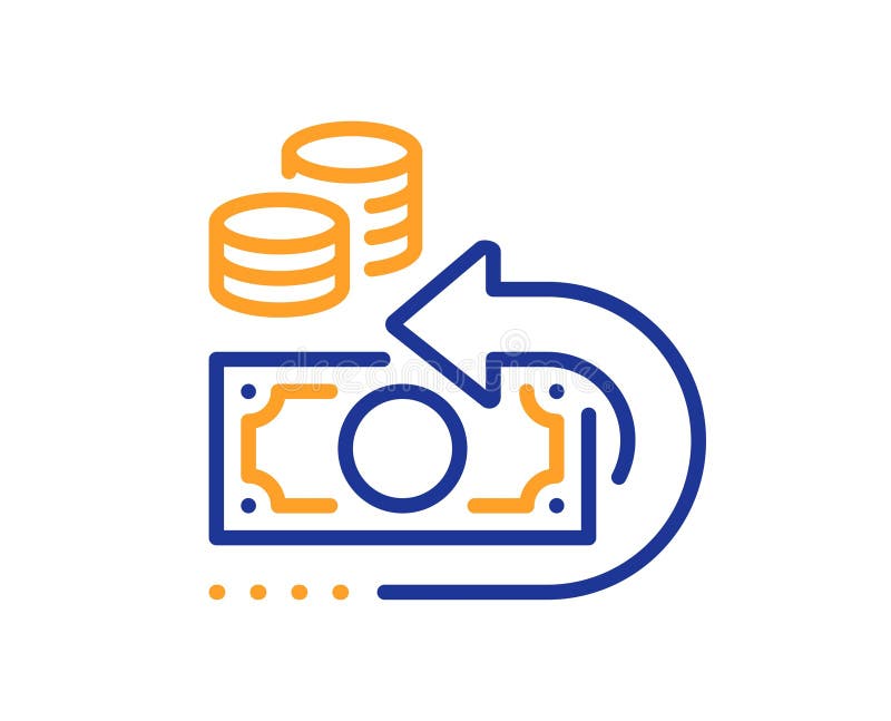 Pictogramă linie de rezervă pentru numerar. semn de returnare. vector stock illustration