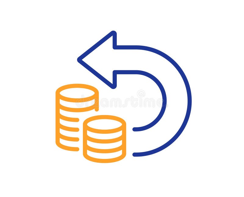Pictogramă linie de rezervă pentru numerar. semn de returnare. vector royalty free illustration