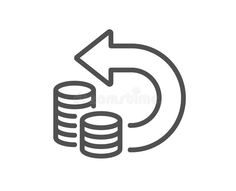 Pictogramă linie de rezervă pentru numerar. semn de returnare. vector stock illustration