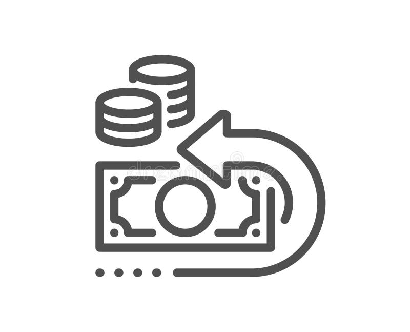 Pictogramă linie de rezervă pentru numerar. semn de returnare. vector stock illustration