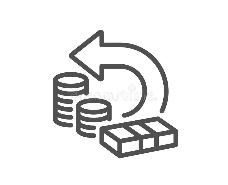 Pictogramă linie de rezervă pentru numerar. semn de returnare. vector royalty free illustration