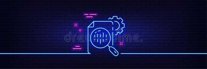 Pictogramă linie de statistică seo. setări indicator cogrodă. gestionarea traficului. efectul de strălucire luminoasă neactivată. stock illustration