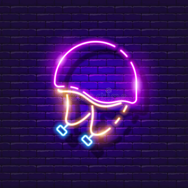 Pictogramă neon pentru schi. cască pentru schi pe munte, cățărat pe zăpadă, cu indicator luminos. ilustrare vectorială pentru desi vector illustration