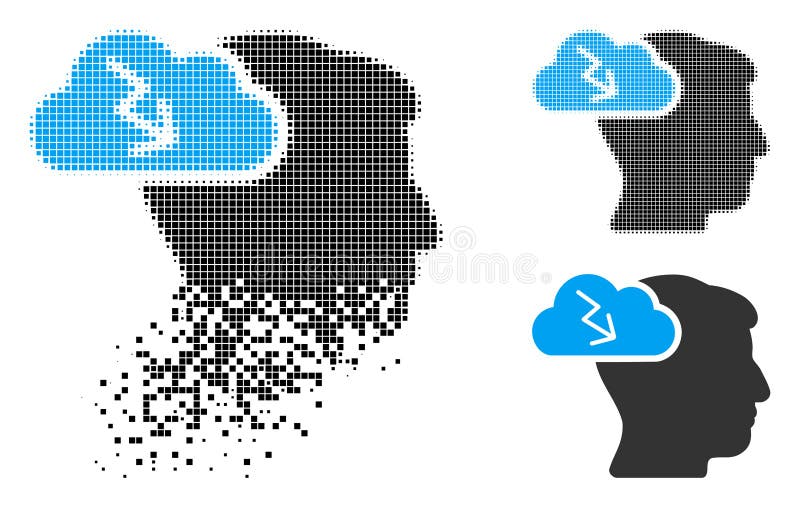 Pictogramă pixelată pentru brainstorming pe semiton deteriorat royalty free illustration