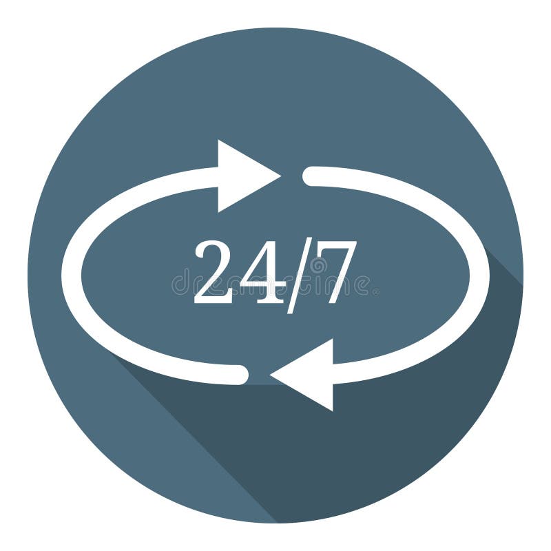 Pictogramă 247 plat. serviciu deschis 24 de ore pe zi și 7 zile pe săptămână. ilustrare vectorială pentru aplicația web de design royalty free illustration
